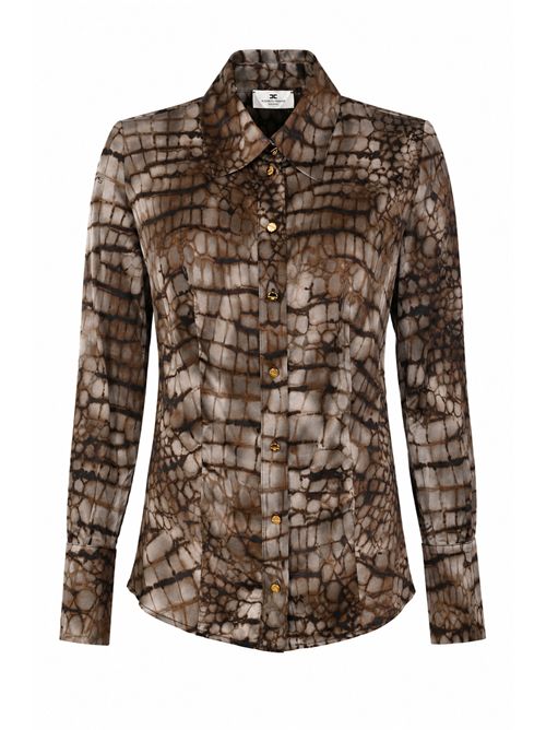 Camicia in raso con stampa alligatore Elisabetta Franchi | CA13161E2644